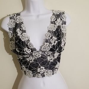 Marciano Black/White Embroidered Lace Top